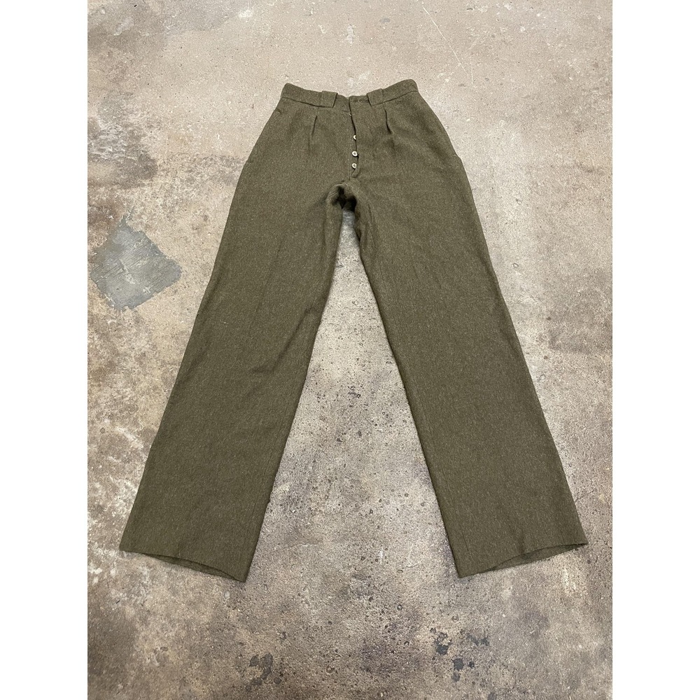 Vintage Army‎ Pants Mens 31x31 Green Wool Lined Winter Dress Straight Leg